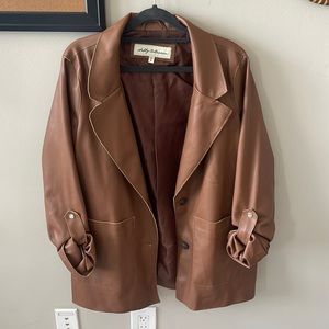 Faux leather blazer